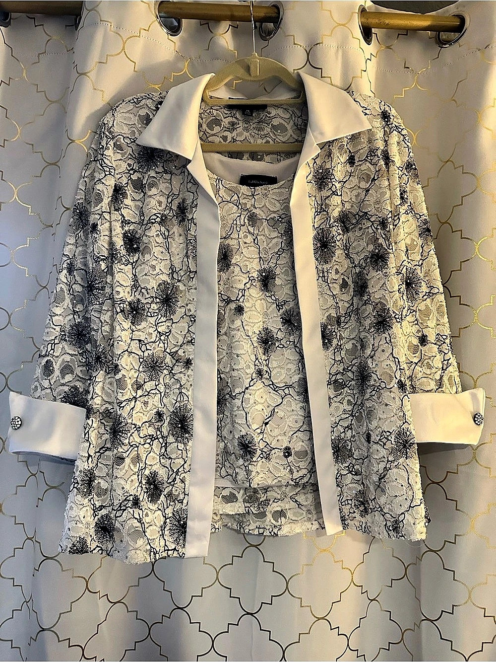 R&M Richards Floral Lace Sparkly Tank and Blazer Size 14